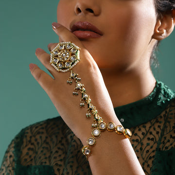 Ruby Raang Women's Kundan Hand Harness
