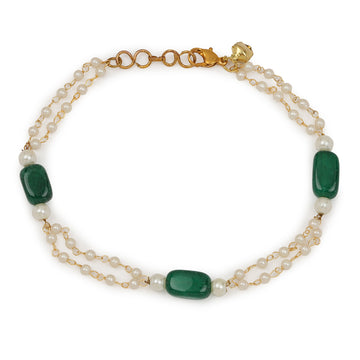 Pearl and Stone Anklets (set of 2)