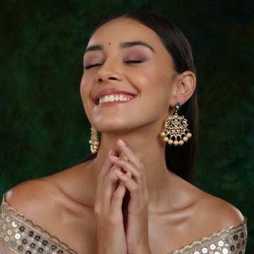 Ruby Raang Kundan Chand Earrings