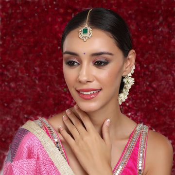 Ruby Raang Women's Kundan Maang Tikka with Meenakari