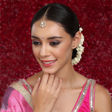 Ruby Raang Women's Kundan Maang Tikka with Diamonds