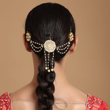 Ruby Raang Women's Kundan Juda Pin with Pearls