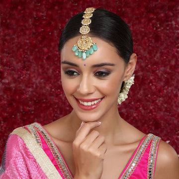 Ruby Raang Women's Kundan Maang Tikka