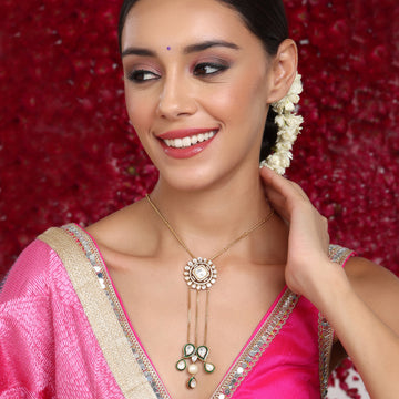 Ruby Raang Women's Kundan Long Necklace