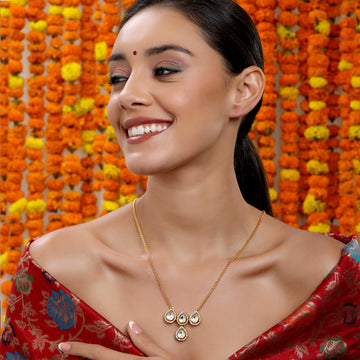 Ruby Raang Women's Kundan Golden Necklace