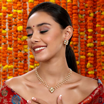 Ruby Raang Women Kundan in Pearl String with Matching Studs