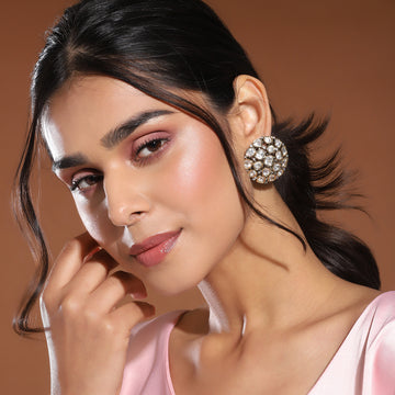 Ruby Raang Women's Kundan Over Sized Studs