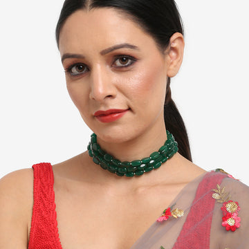 Ruby Raang Green Layered Choker