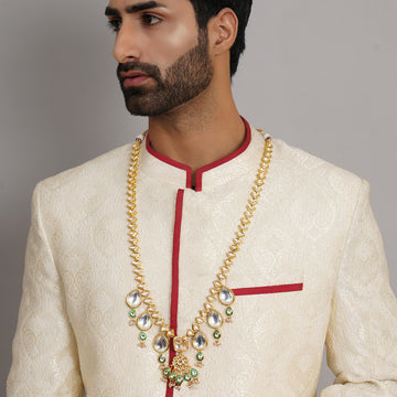 Long Kundan Neckpiece with Multi Stones