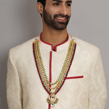 Long Kundan Neckpiece with Multi Stones