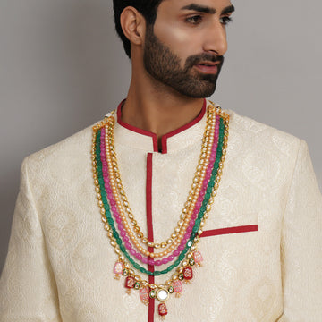 Long Kundan Neckpiece with Multi Stones