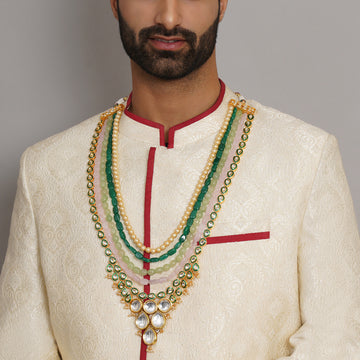 Long Kundan Neckpiece with Multi Stones