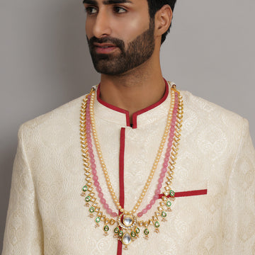 Long Kundan Neckpiece with Multi Stones