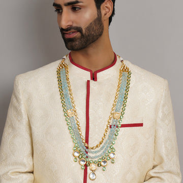 Long Kundan Neckpiece with Multi Stones