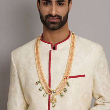 Long Kundan Neckpiece with Multi Stones