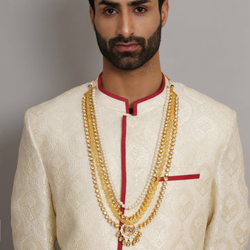 Long Kundan Neckpiece with Multi Stones