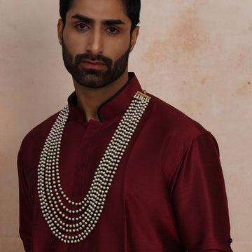 Ruby Raang Green and Pearl Layered Groom Neckpiece