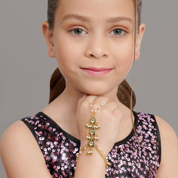 Ruby Raang Kundan Haath Phool for Kids