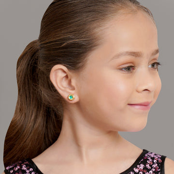 Ruby Raang Green Kundan Studs for Kids