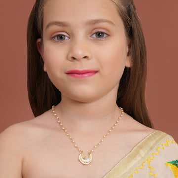 Ruby Raang Half Moon Kundan Necklace for Kids