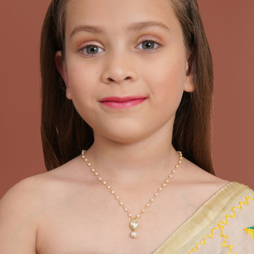 Tear Drop Kundan Necklace for Kids