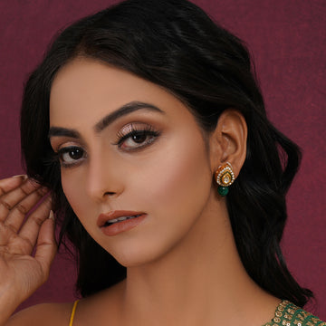 Ruby Raang Emerald Stone Kundan Studs