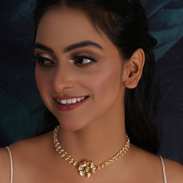 Ruby Raang Kundan & Pearl Neckpiece