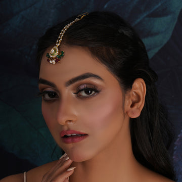 Ruby Raang Women's Kundan Maang Tikka