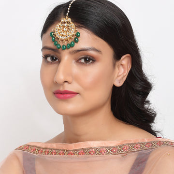 Ruby Raang Women's Kundan Maang Tikka