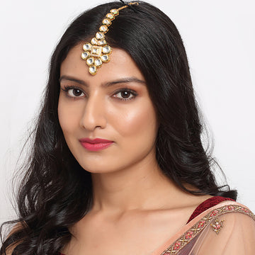 Ruby Raang Women's Kundan Maang Tikka