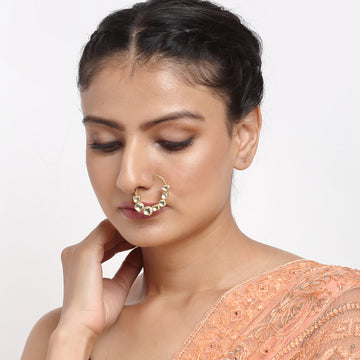 Ruby Raang Women's Kundan Nose Ring