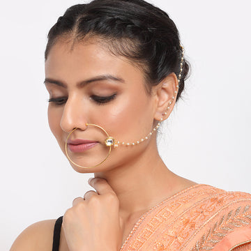 Ruby Raang Women's Kundan Nose Ring