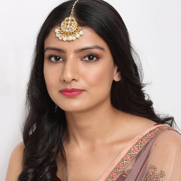 Ruby Raang Women's Kundan Maang Tikka