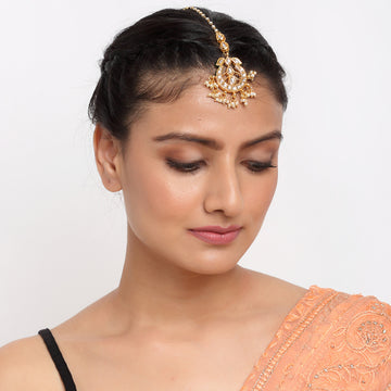 Ruby Raang Women's Kundan Maang Tikka