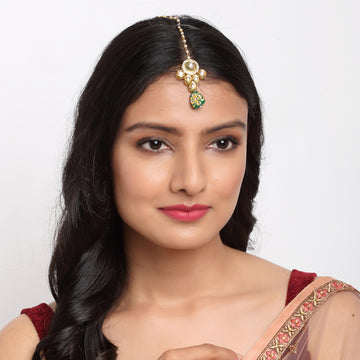 Ruby Raang Women's Kundan Maang Tikka