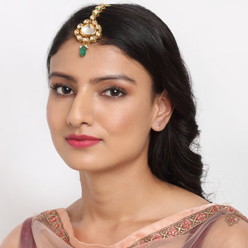 Ruby Raang Women's Kundan Maang Tikka