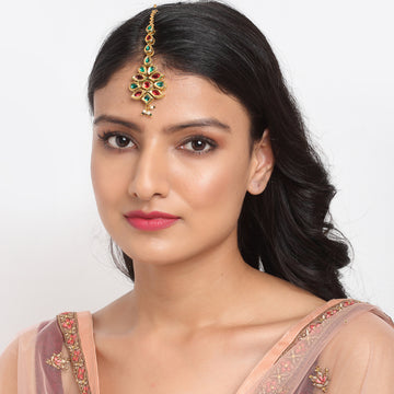 Ruby Raang Women's Kundan Maang Tikka