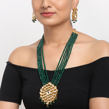 Long Kundan Neckpiece with Earrings