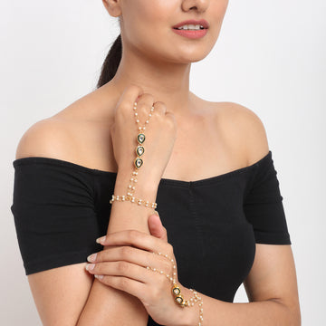 Ruby Raang Women's Kundan Hand Harness (set of 2)