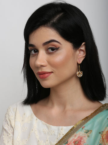 Ruby Raang Women's Kundan Loop Earrings