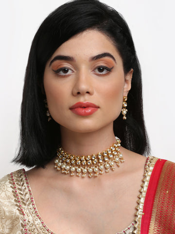 Ruby Raang Kundan Choker with Earrings