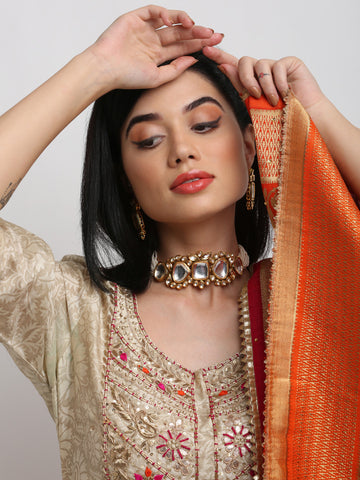 Ruby Raang Kundan Choker with Earrings