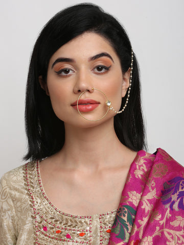 Tear Drop Kundan Nose Ring