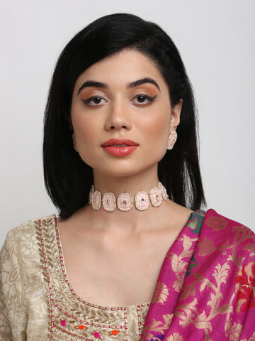 Ruby Raang Kundan Choker with Earrings