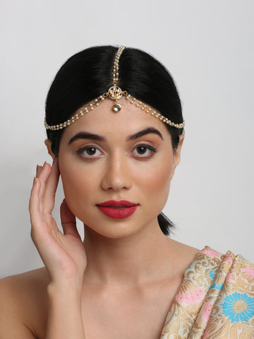 Ruby Raang Women's Kundan Matha Patti