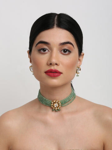 Ruby Raang Kundan Choker with Studs