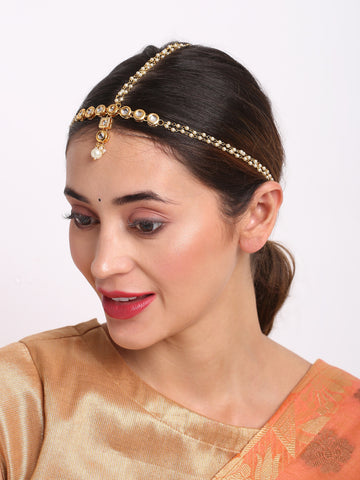 Ruby Raang Women's Kundan Matha Patti