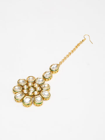 Ruby Raang Women's Kundan Maang Tikka