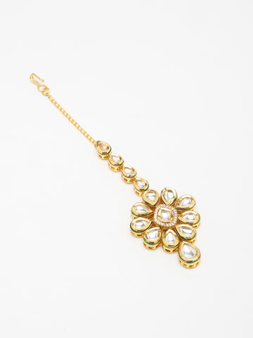 Ruby Raang Women's Kundan Maang Tikka