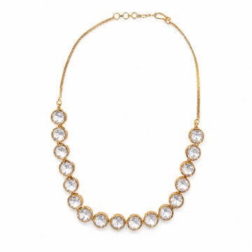 Gold Graduating CZ Tennis Necklace — Round Bezel Set Stones